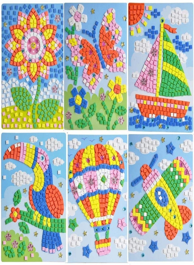 LitVibes Mosaic Sticker Creative Art DIY Set Foam Handmade Sticky Art Crafts Kits Multi Color for Kids/Teenagers- Set of 2 (Random Designs) - Image 1